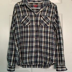 Merona Long Sleeve Multicolored Plaid Flannel
